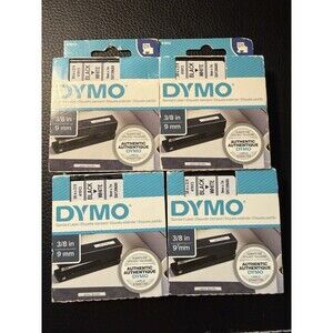 4 -Dymo D1 9 MM Label Maker Tape 3/8" X 23' Black Refill Label Writer  NEW!